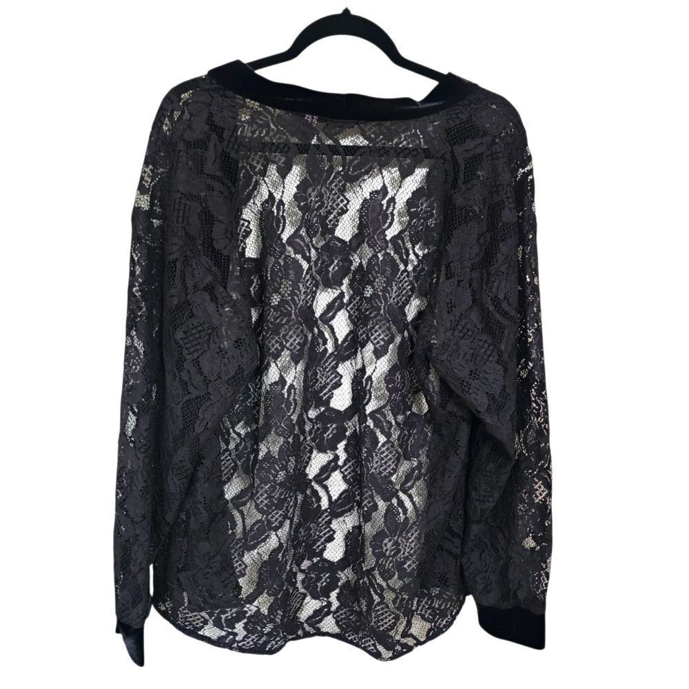 Asos Black Floral Lace Cardigan Top S Velvet Trim Whimsigoth Dark Fairy